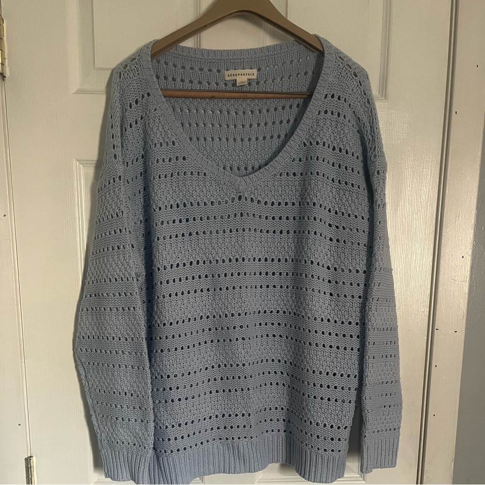 Aeropostale Sky Blue V-Neck Sweater
